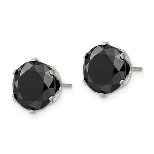 💗 Hypoallergenic Stainless Steel Black Crystal Earrings 8mm NEW